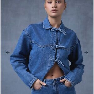 GLASSONS Tie Front Denim Jacket